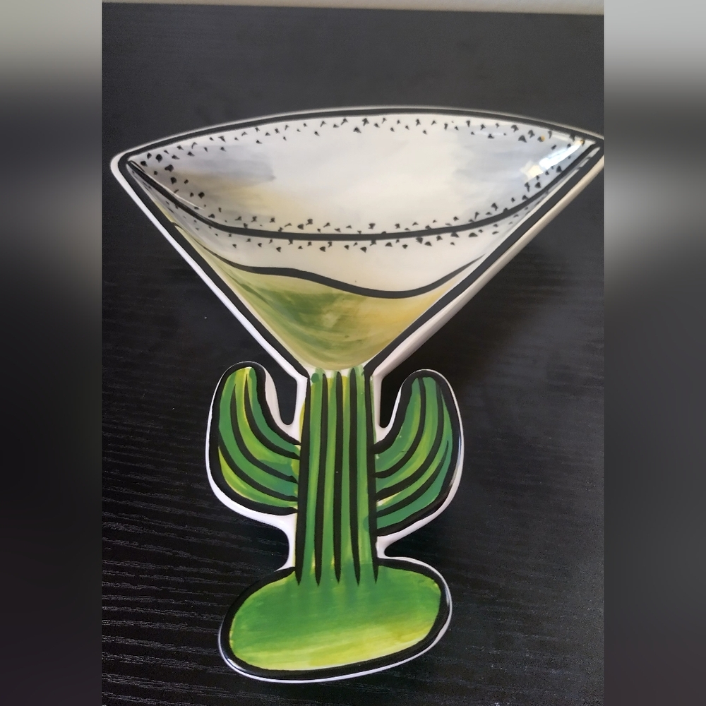 Clay Art Ceramic Cactus Margarita Serving Dish 8 1/2"Perfect For Dips